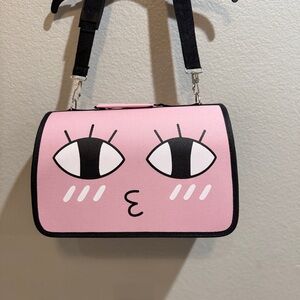 Playful Pink Small Pet Crossbody Bag with Cartoon Design